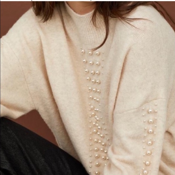 H&M Sweaters - H&M Off white turtle neck with pearl detailing